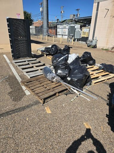Junk removal trailer loaded for haul-away